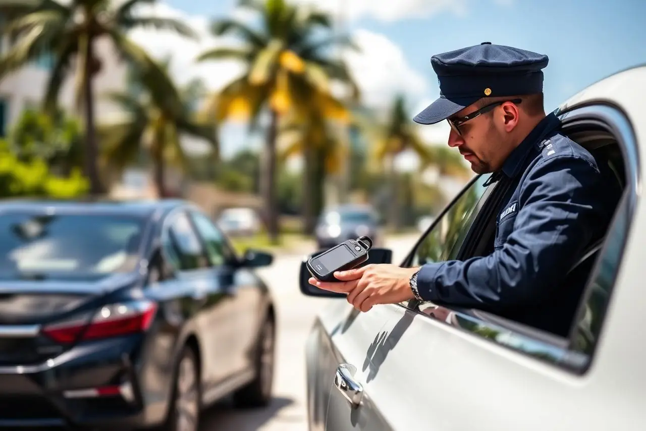 Mobile locksmith programming a car smart key in Davie FL