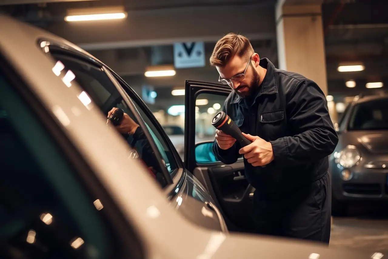 Automotive locksmith opening a locked car in Davie FL